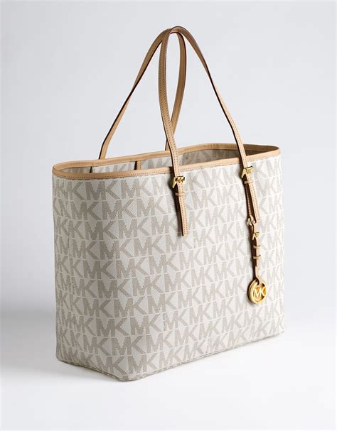 michael kors white tote purse|michael kors large canvas tote.